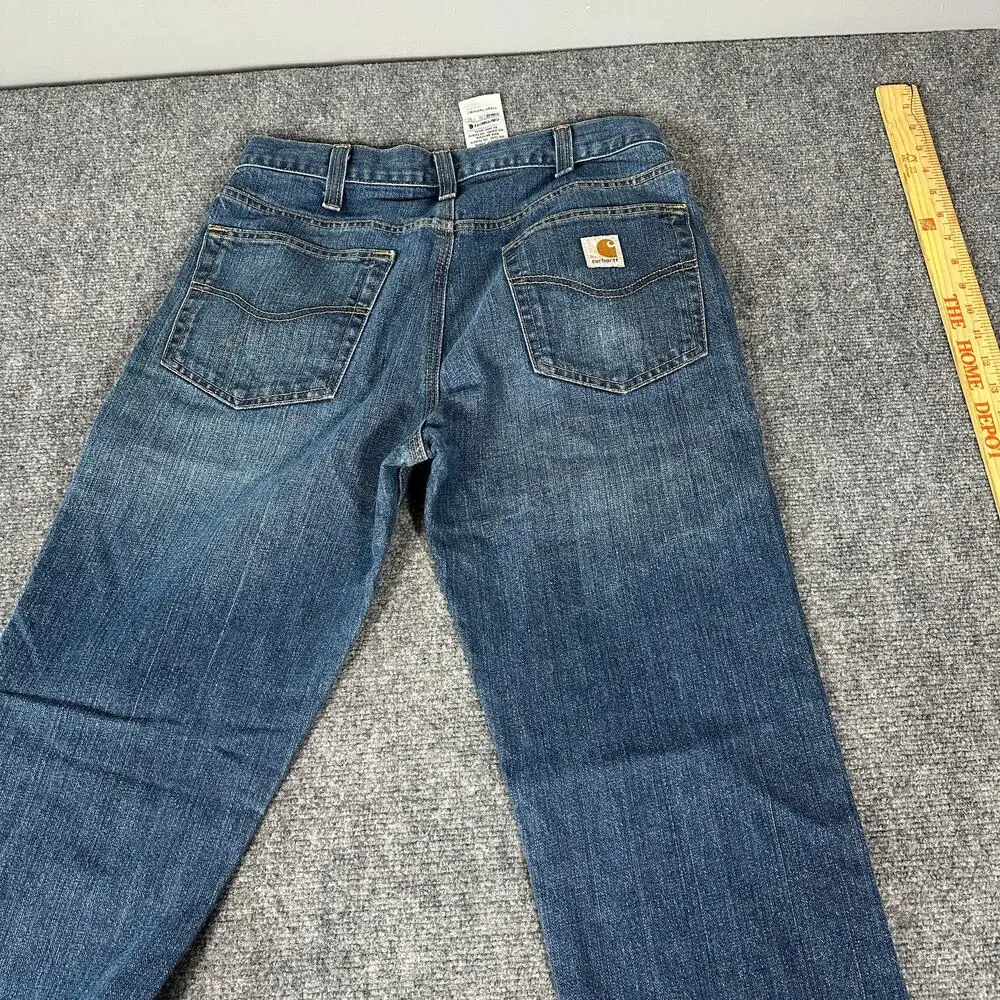Carhartt B15 Mens 32x32 Relaxed Fit Blue Denim Jeans Workwear Straight Leg USA